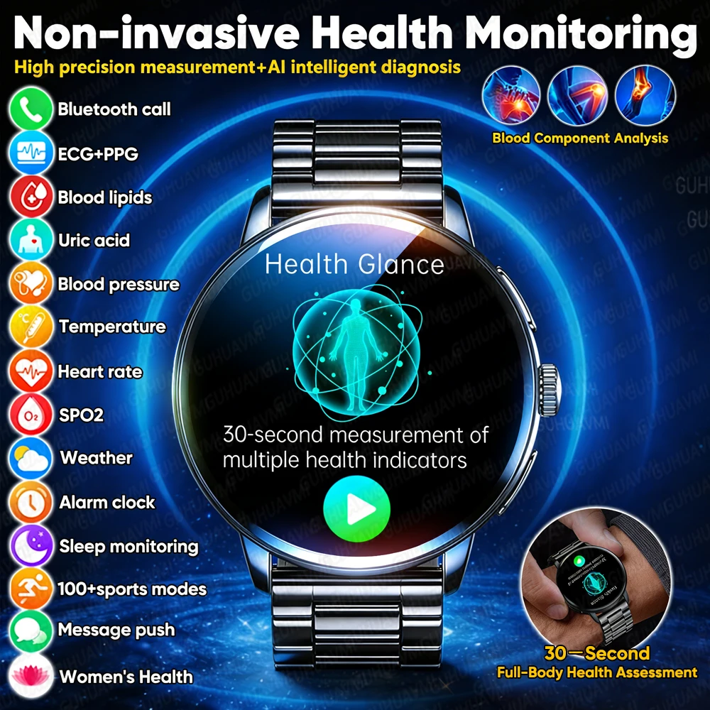 

Новые умные часы 2026 года для мужчин: точный мониторинг здоровья, ЭКГ, анализ уровня мочевой кислоты и липидов крови, HD AMOLED-экран