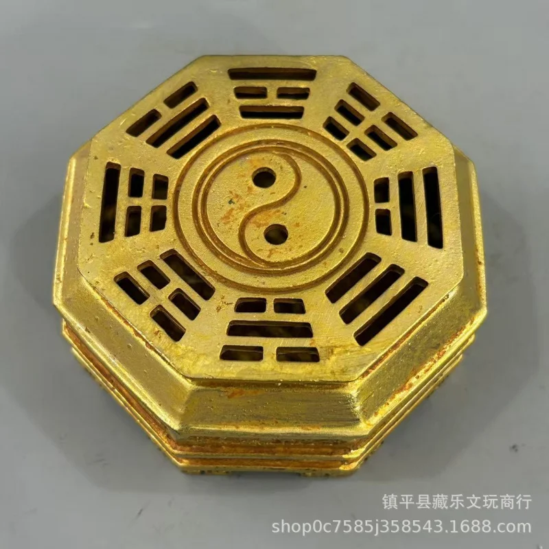 Antique Collectible Eight-Trigram Gilt Incense Burner Ornament for Home Living Room and Entryway Decoration, Single Item Dropshi