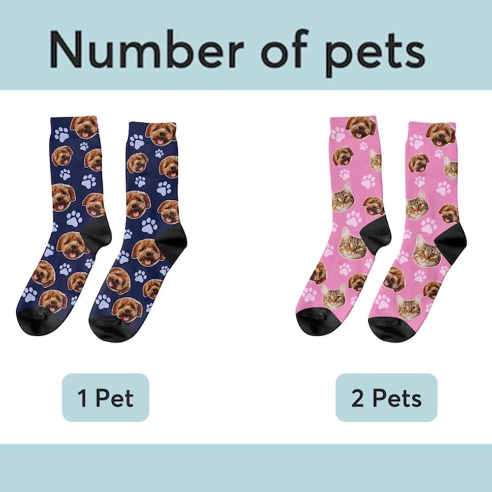 Calcetines personalizados con estampado 3D de gato para hombre y mujer, medias largas informales divertidas con logotipo de foto personalizado DIY, regalos para mascotas, novedad