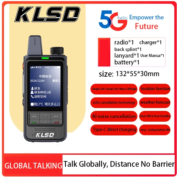 4G POC GPS Walkie Talkie Lightweight Slim Design 5000km Long Digital Two-Way for Radio for Outdoor Sports