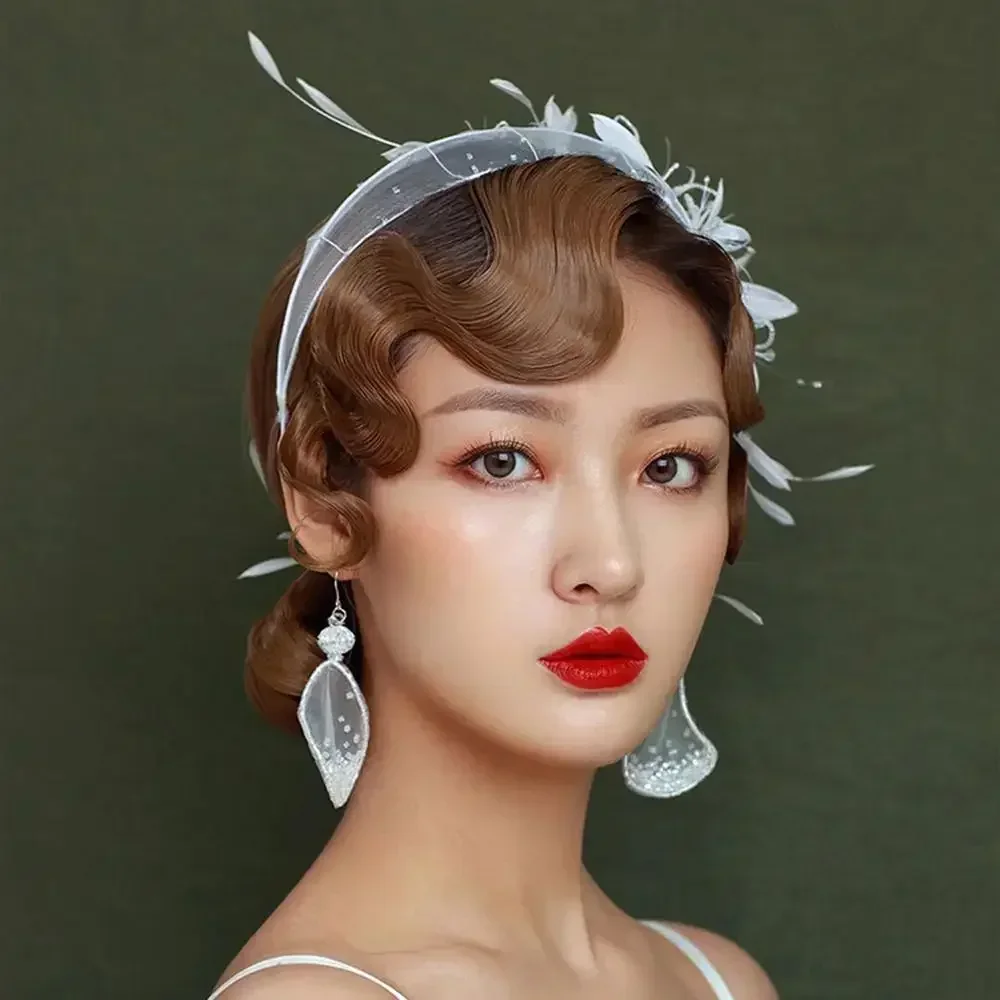 1PC Vintage Synthetic Cheongsam Wig Wavy Fake Bang Antique Curly Hairpiece Extension for Women Retro Headdress Styling Accessory