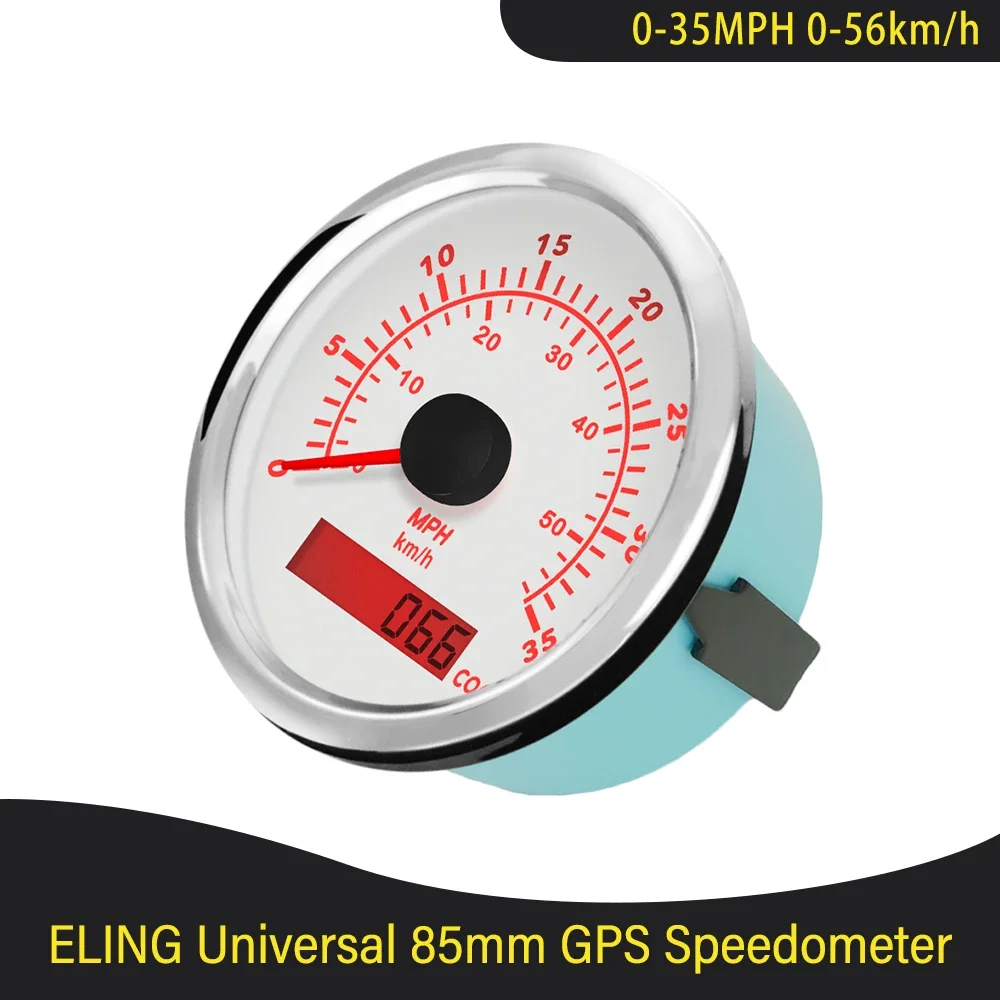 Newest Waterproof Marine 85mm 0-35MPH 0-80MPH GPS Speedometer with GPS Antenna Red Backlight for Car Boat SUV 9-32V