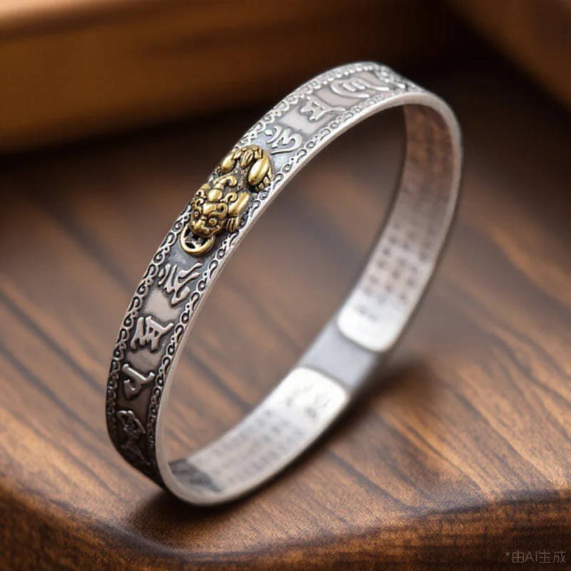 الرجال النحاس القلب سوار مفتوح قابل للتعديل الكفة الإسورة البوذية الدينية المعصم سلسلة معصمه سحر هدية