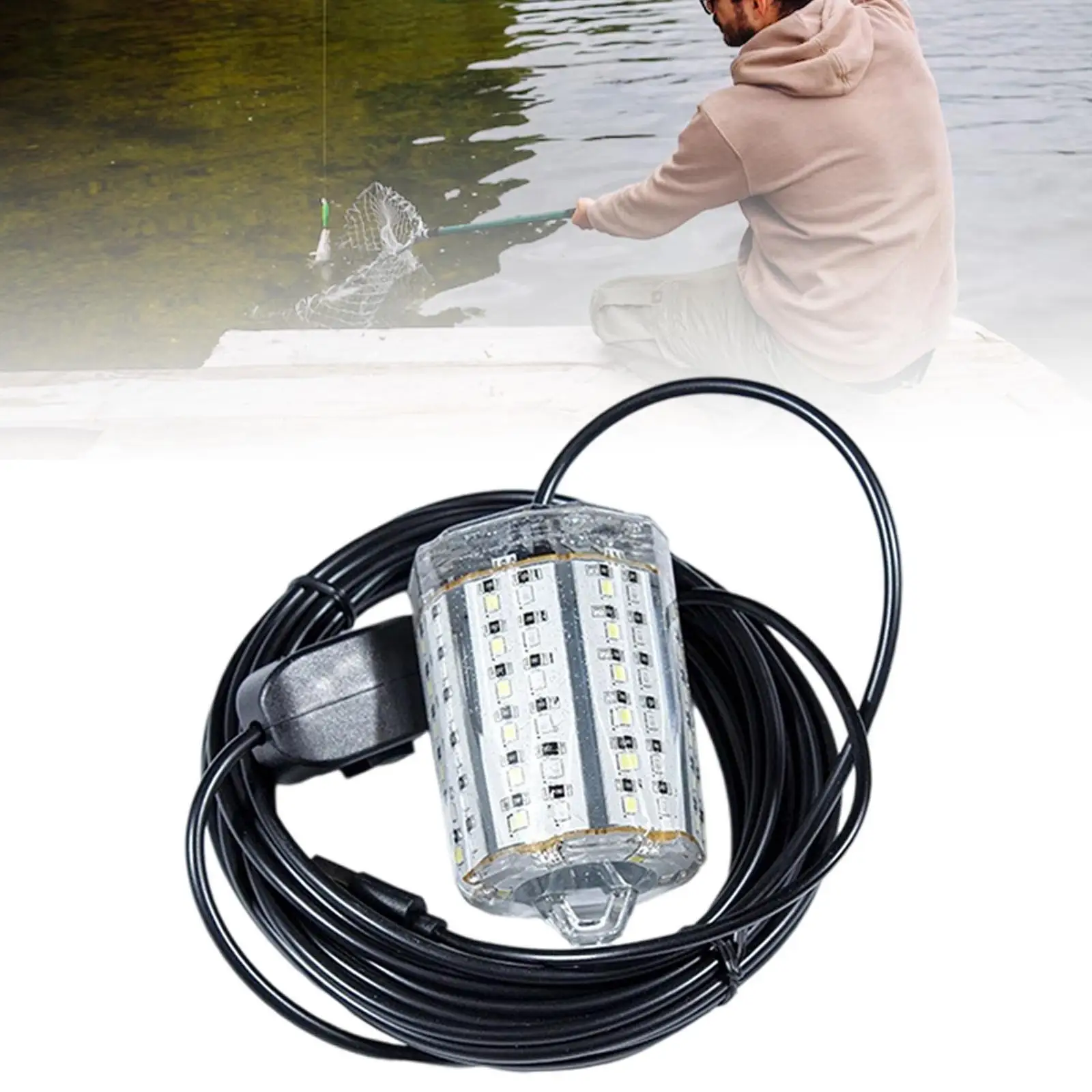 

Underwater Fishing Light Submersible Dock 5M Cord Wire 360 Degree All Round Lighting 15W for Lure Waterproof Lamp LED Fish Bait