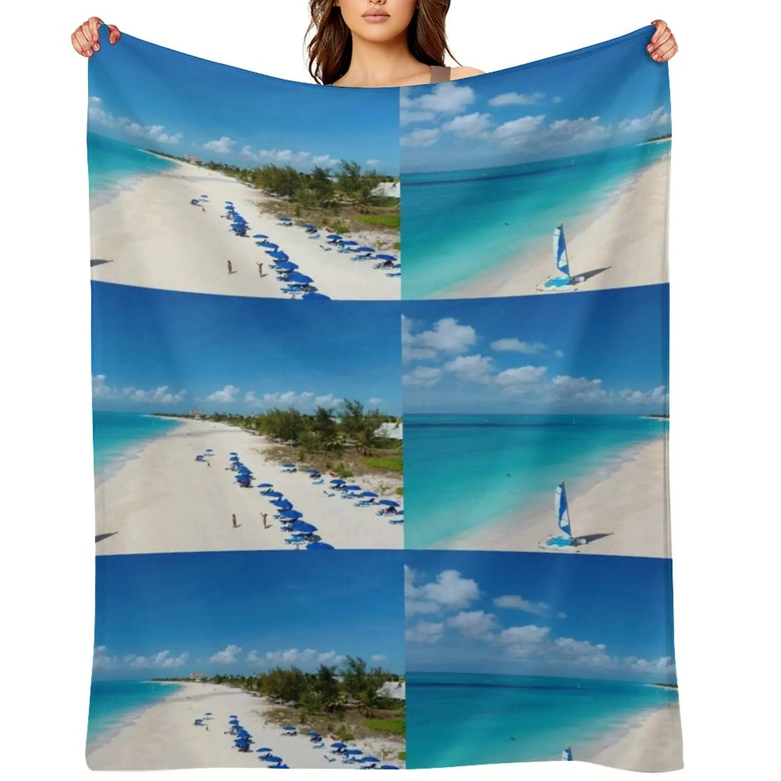 

Looking east along Grace bay Beach Providenciales TCI Throw Blanket Quilt Thins warm winter for sofa Blankets