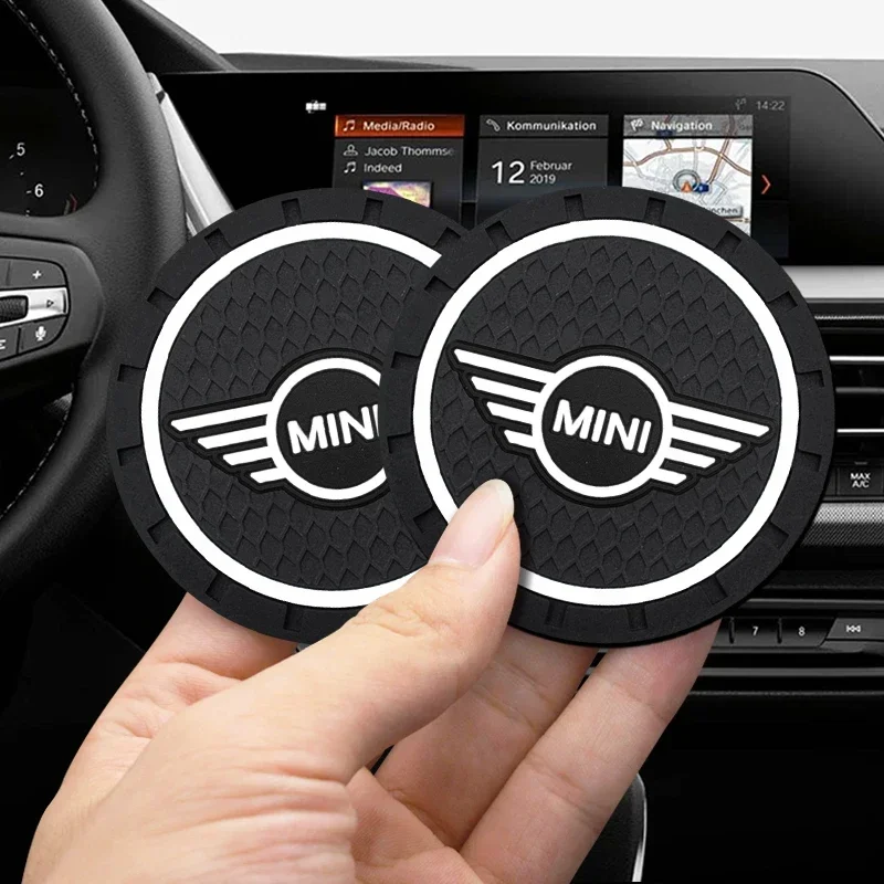 Car-Styling PVC Car Non-slip Coaster Mat Water Cup Pad For Mini Cooper One S JCW R55 R56 R60 F55 F56 Countryman Auto Accessories