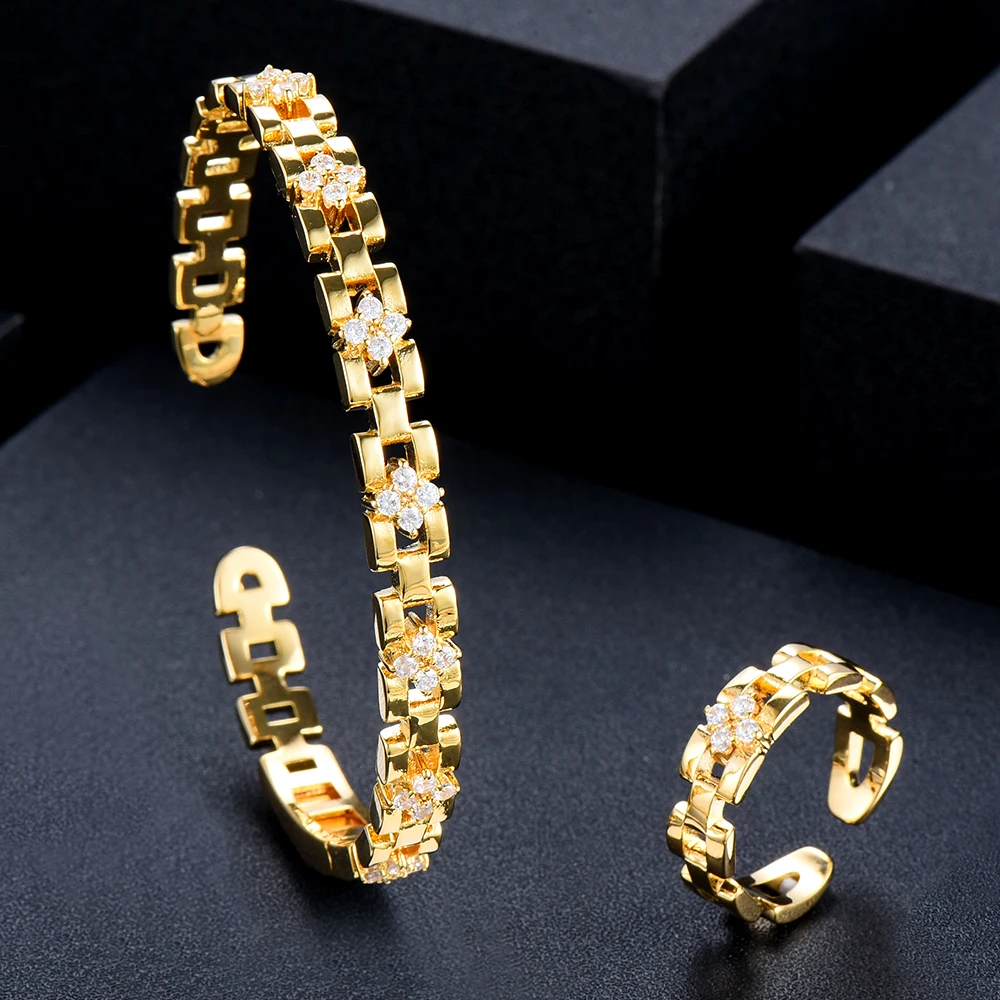 

Siscathy Ethiopian Fashion Luxury Zircon Jewelry Set For Women Female Exquisite Gorgeous Ring Bracelets Bangle Fine Accessories