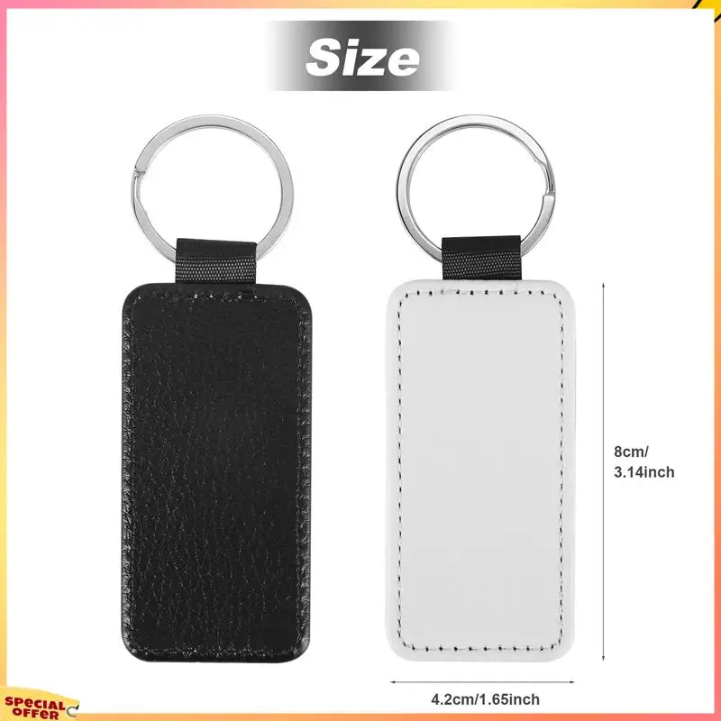 ABFI 10 peças chaveiro de couro retângulo em branco MDF chaveiro sublimação transferência de calor kit jóias fazendo