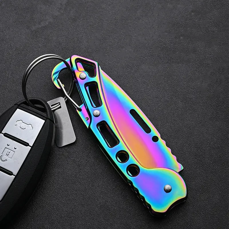 Folding Fruit Knife, Stainless Steel Outdoor Knife with Non-slip Handle for Kitchen Accessories Pocket Knife