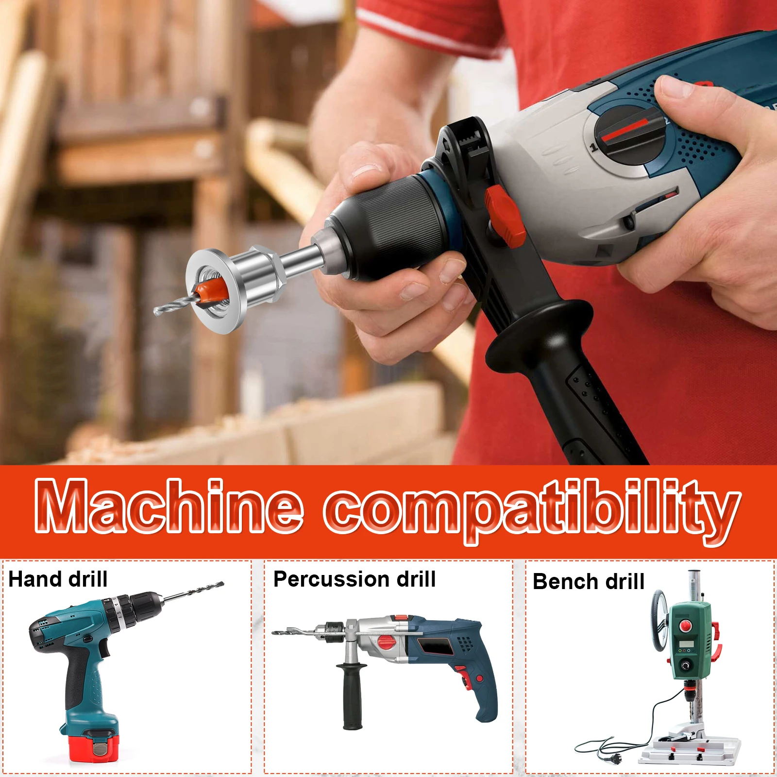 Limite escareado 8*8 prata limite buraco cônico escareador broca com chave sextavada conjunto parafuso cônico escareador broca