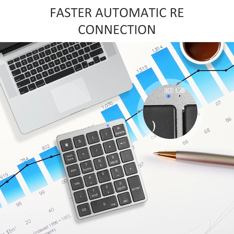 Mini numerische Tastatur Bluetooth Numpad digitale Tastatur Aluminium legierung mit USB-Hub für Windows Laptop Computer Android-Handy