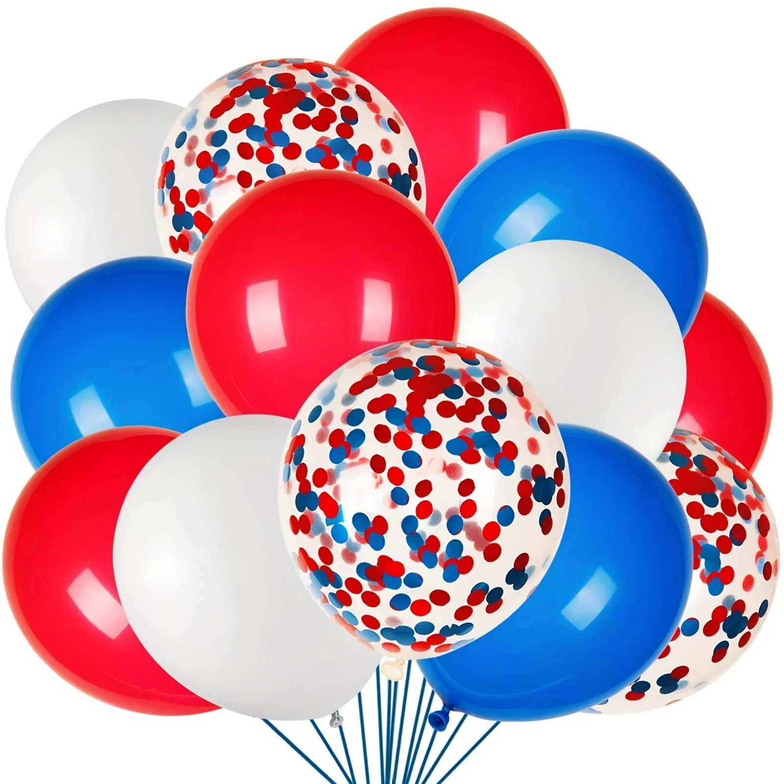 Juego de globos rojos, blancos y azules con kit de globos de confeti para el Día de la Independencia, fiesta de cumpleaños de béisbol náutico para el 4 de julio