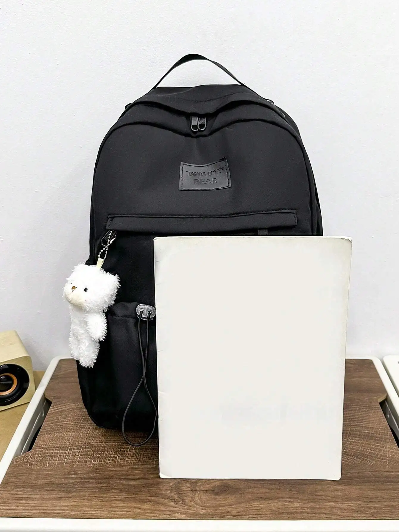1 Pc Bear Pendant Decorated Large Capacity Backpack for Girls Daily School Outing