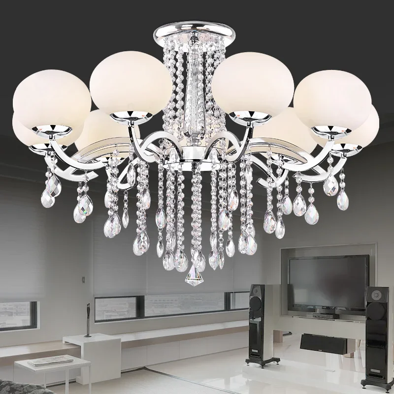 

LED Crystal Chandelier Round Bedroom Living Room Gass Hanging Light Dining Room Modern Simple Atmospheric Lighting