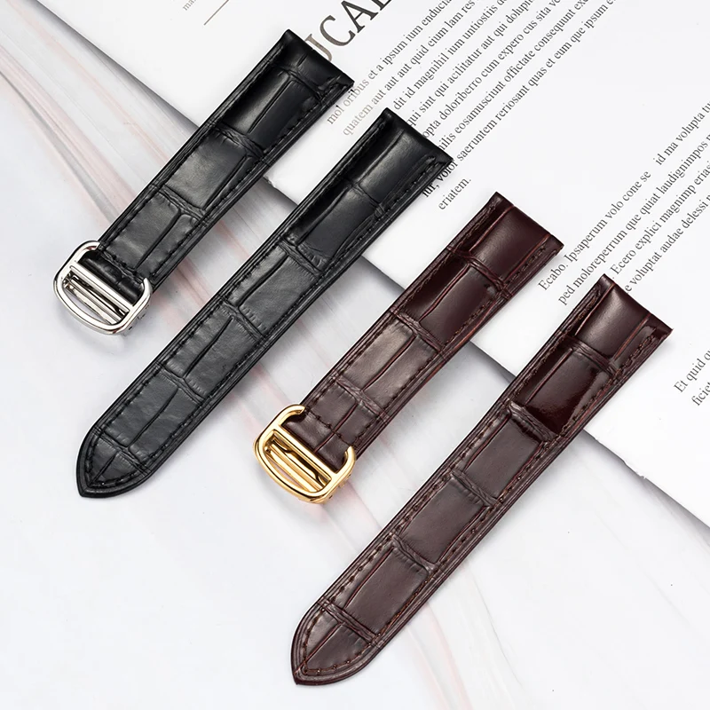 Bamboo grain cowhide strap for men and women to replace Cartier Tank tank SOLO London leather bracelet accessories