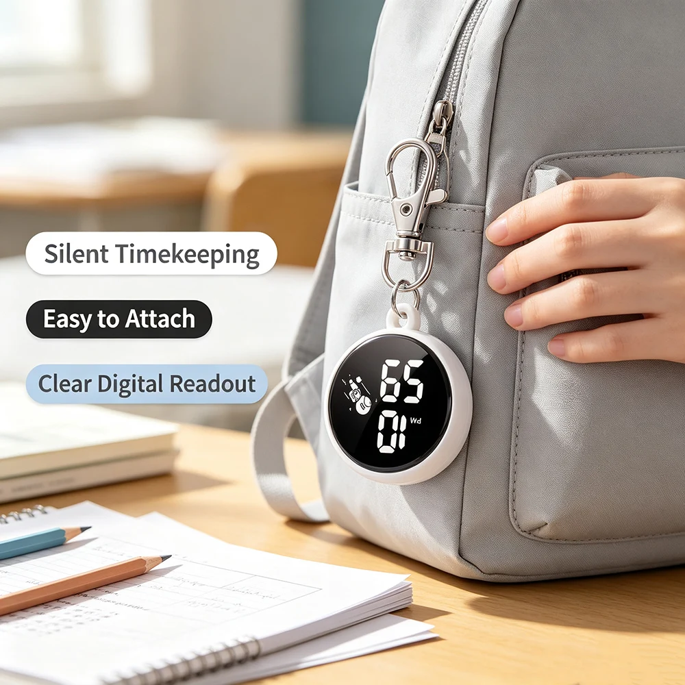 Children's Portable Digital Exam Pocket Watch, Keychain Design
