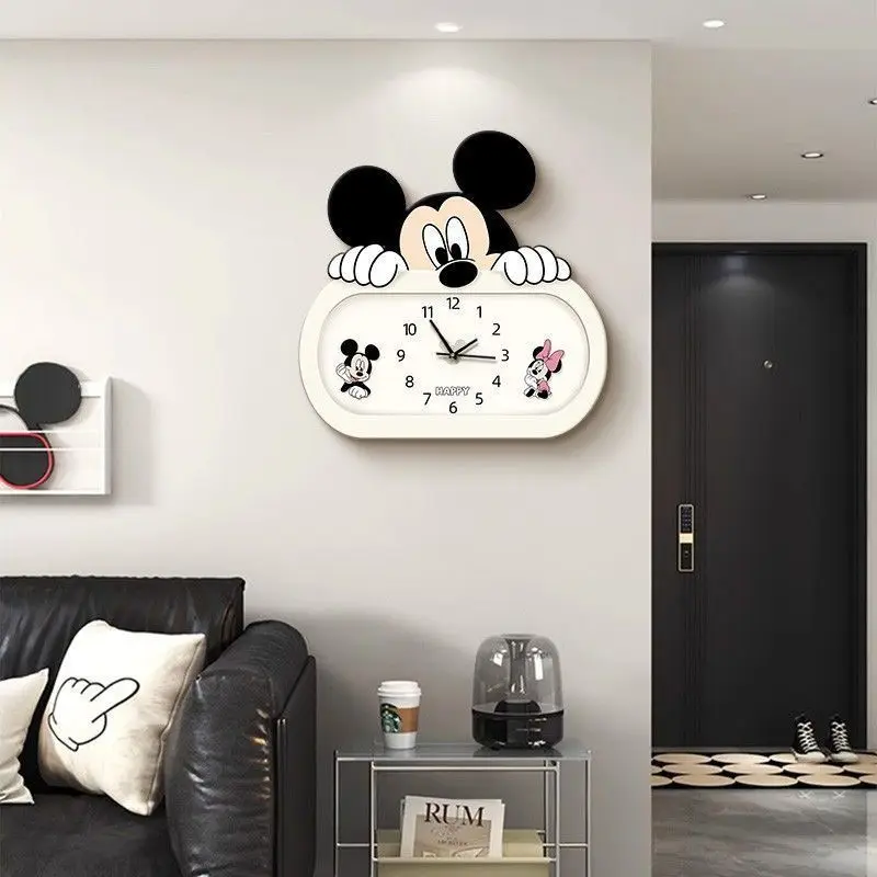 ミッキー漫画壁掛け時計リビングルームクリエイティブテレビ子供部屋壁掛け時計新しいシンプルモダンサイレントレストラン壁掛け時計ギフト