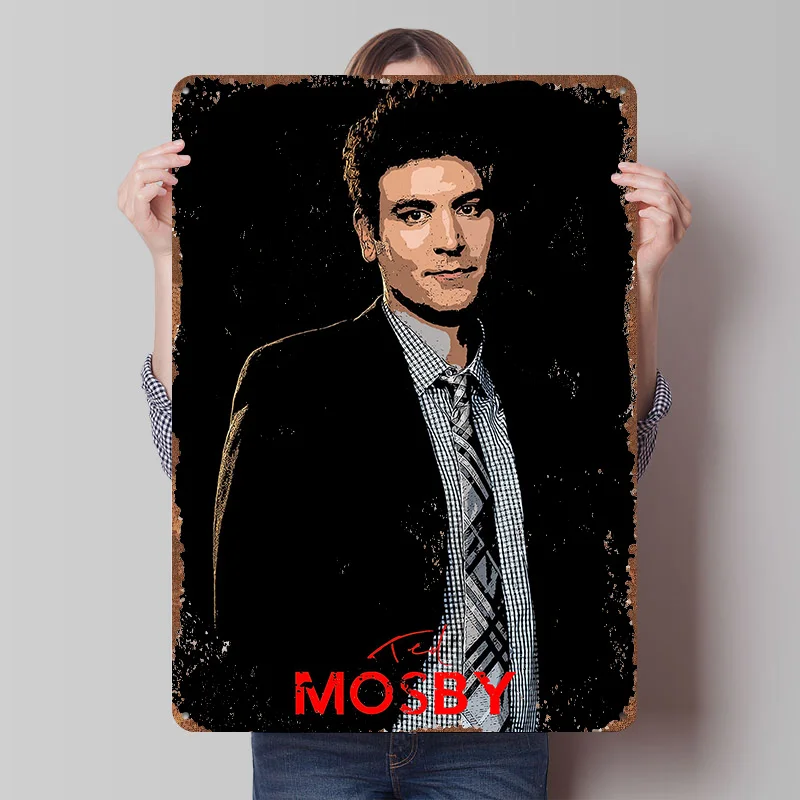 Póster Impreso de Ted Mosby, Arte de Pared Retro Personalizado, Letreros Metálicos Vintage para Decoración del Hogar y Baño, Letrero Personalizado para Decoración de Juegos