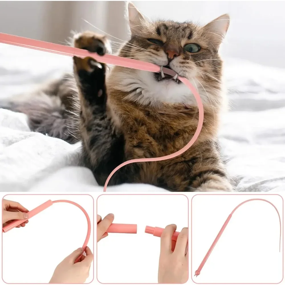 Katzen spielzeug interaktives Katzen spielzeug simuliert Maus schwanz Silikon Teaser Katzen stab Spielzeug erwachsene Katzen für Indoor-Katzen, die Haustier produkte jagen