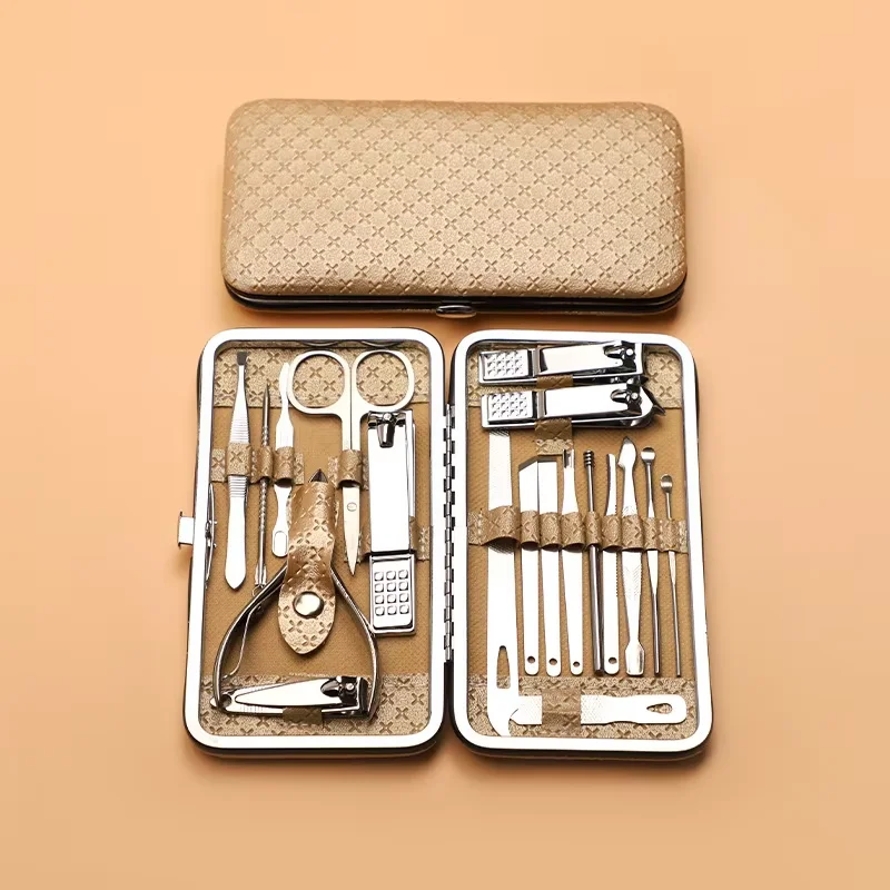 19 個マニキュアセットペディキュア爪はさみツール爪切りセットステンレス鋼マニキュアカッタートリマー耳スプーン爪切り