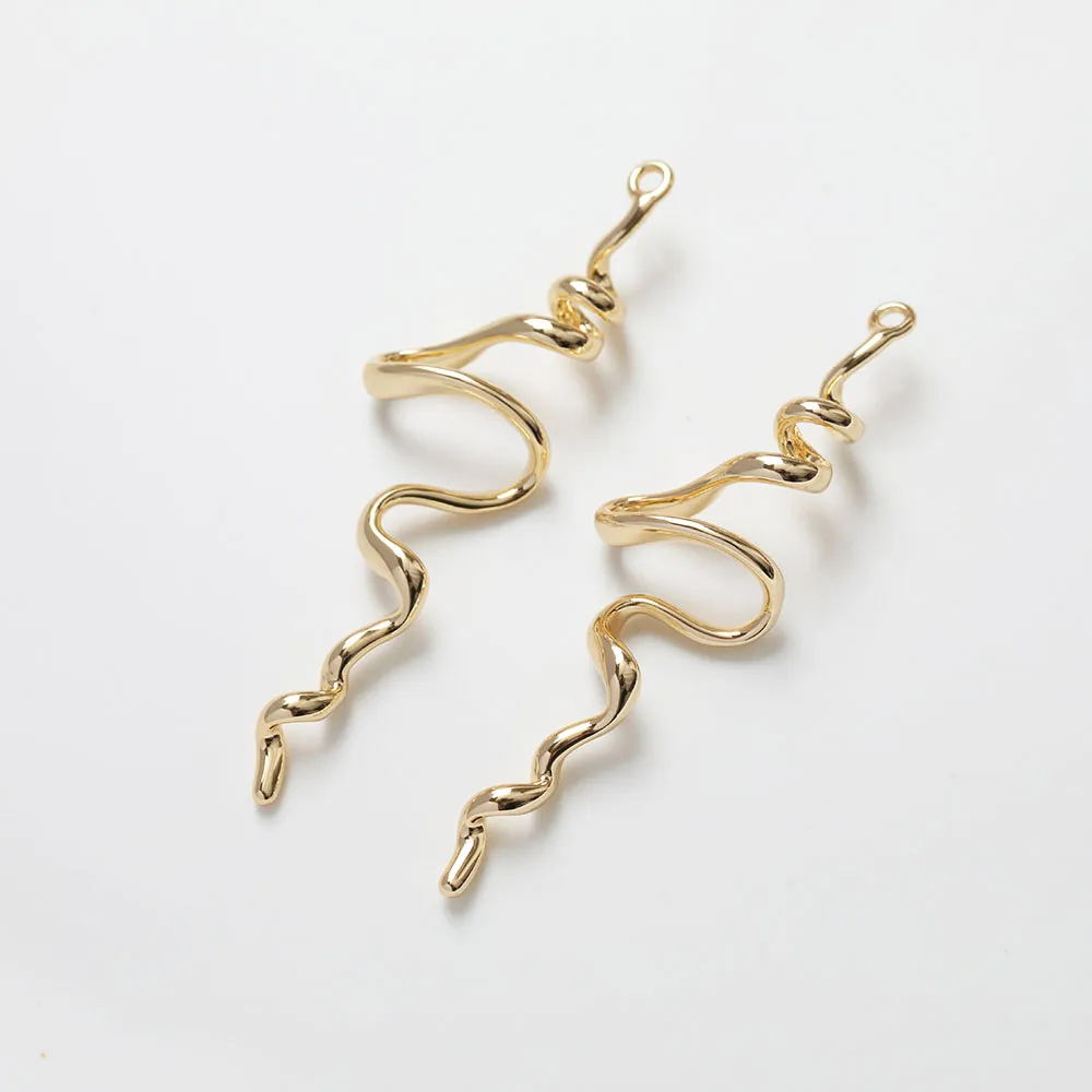 4PCS The Strip Is Irregular Pendant Connectors Charms for Jewelry Making Diy Earrings Supplies Brass 14k Gold Plated  13*46mm