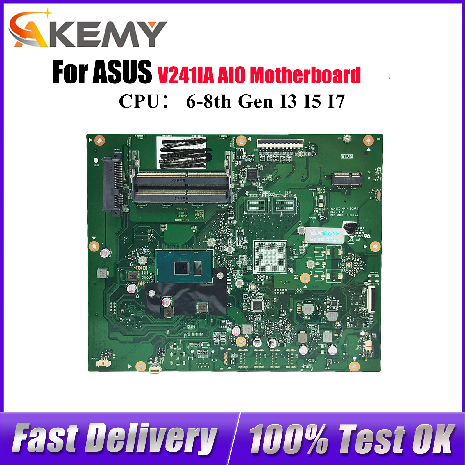 

Материнская плата V241IA для ASUS Vivo AiO V241I V241ICR V241IA V241IC, материнская плата с процессором I3 I5 I7, 100% tests, ОК, быстрая доставка, stk