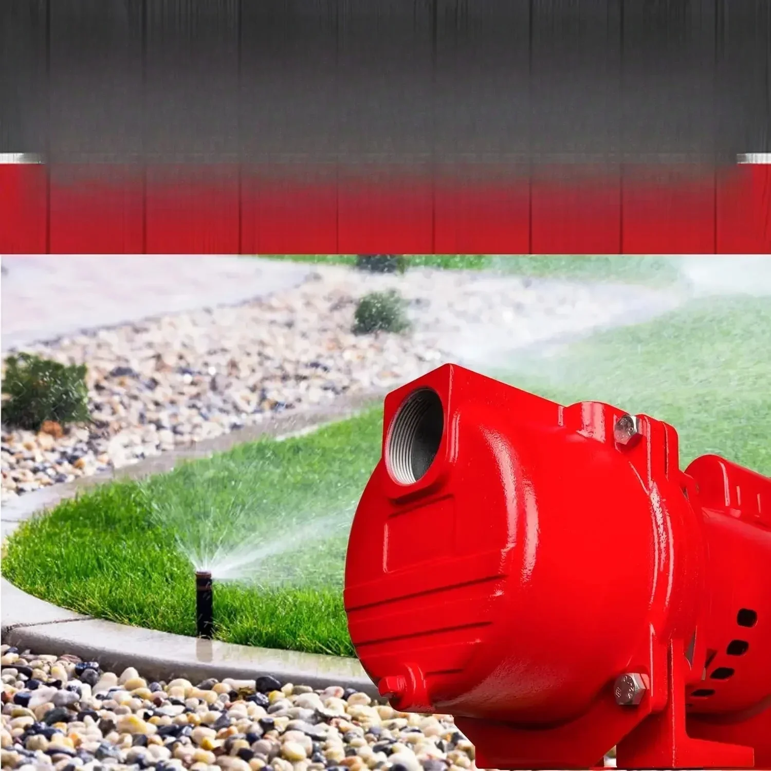 

Tool RL-SPRK150 115/230 Volt, 1.5 HP 71 GPM Cast Iron Sprinkler/Irrigation Pump with Thermoplastic Impeller Red 97101501