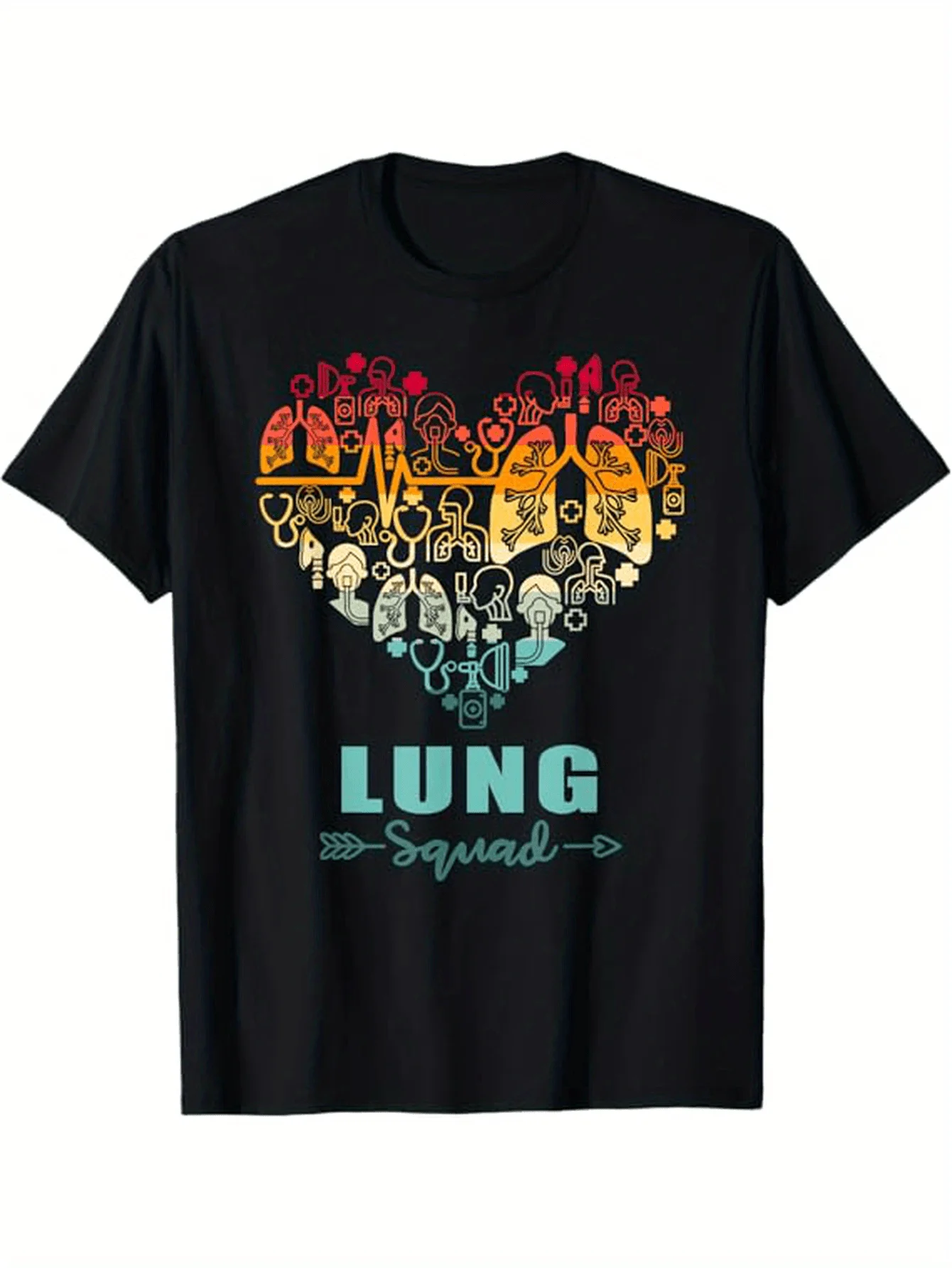 Camiseta divertida del equipo respiratorio Lung Squad Heart