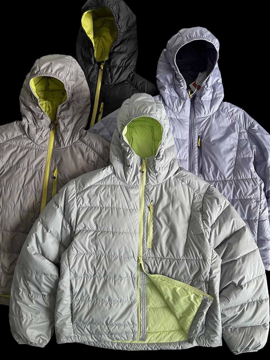 

Lightweight Outdoor Spor down Jaet Hooded Striped Polyester Fiber Youthful Urban Casual Daily Wear Windproof Zipper Closure