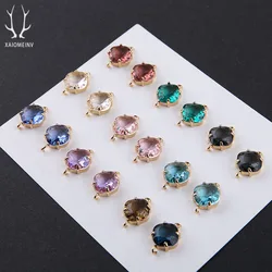 1pcs Diy Jewelry Accessories Plating Gold Color Geometric Zircon Square Semicircle Pendant Earrings Material Handmade Charms