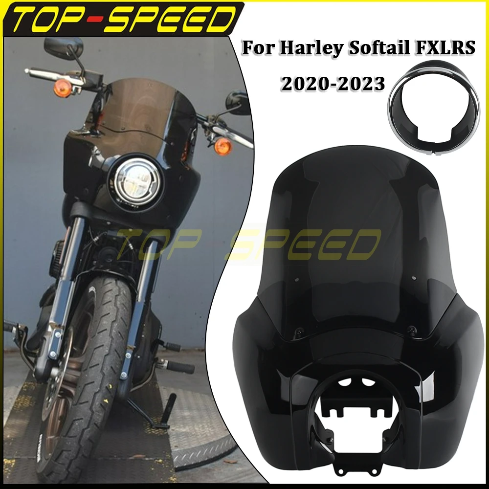 Motorcycle 15Inch Windshield Club Style Front Fairing Headlight Cover Cowl For Harley Softail Low Rider S 114 117 FXLRS 2020-23