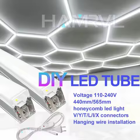 DIY Hexagon garage LED tube connector suspension wire cable accessories for honeycomb Lamp 110-240V for Barber Workshop Lighting