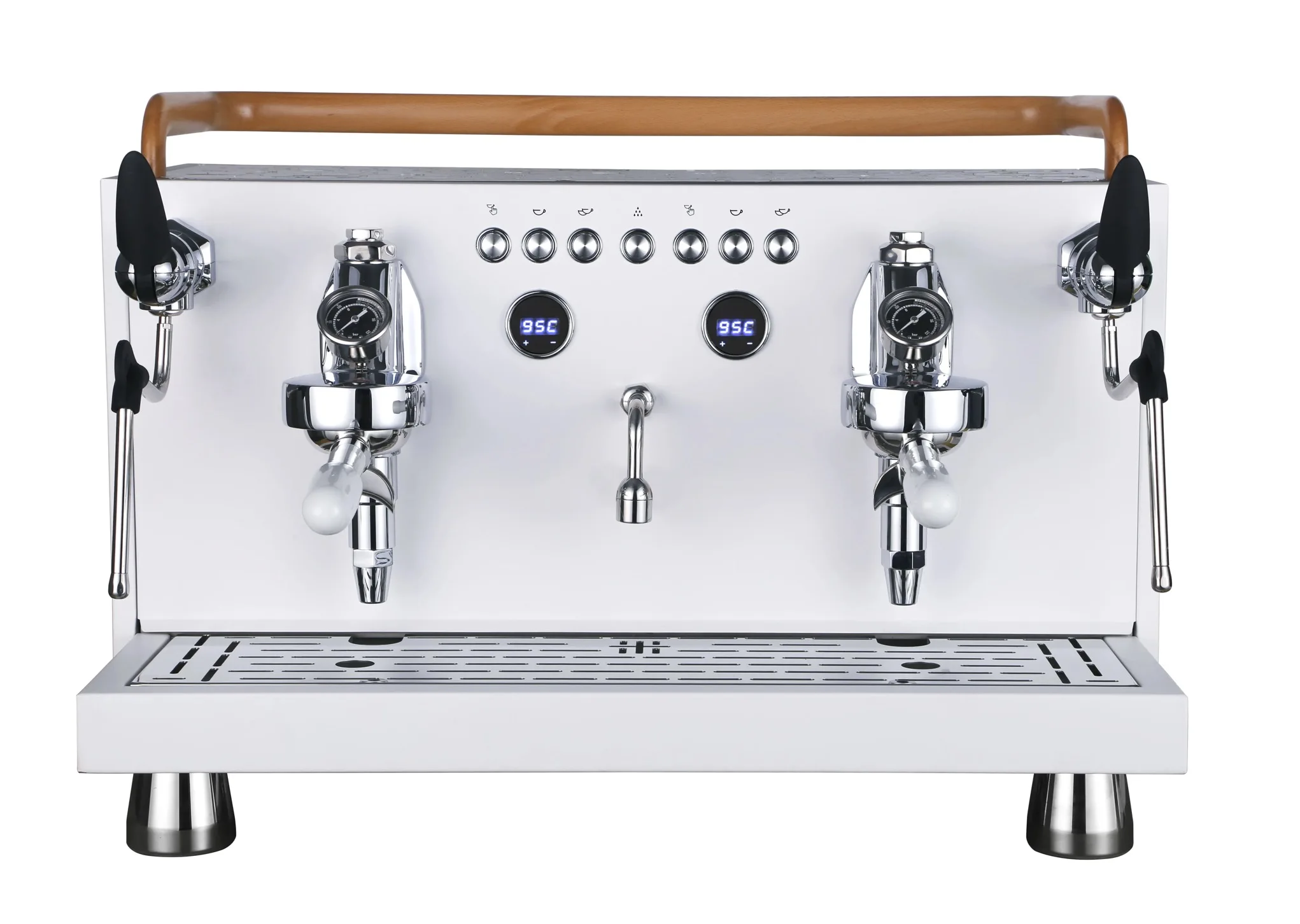 Commercial Double Group Semi-automatic Espresso Machine 3200W Electric Black Stainless Steel Coffee Maker