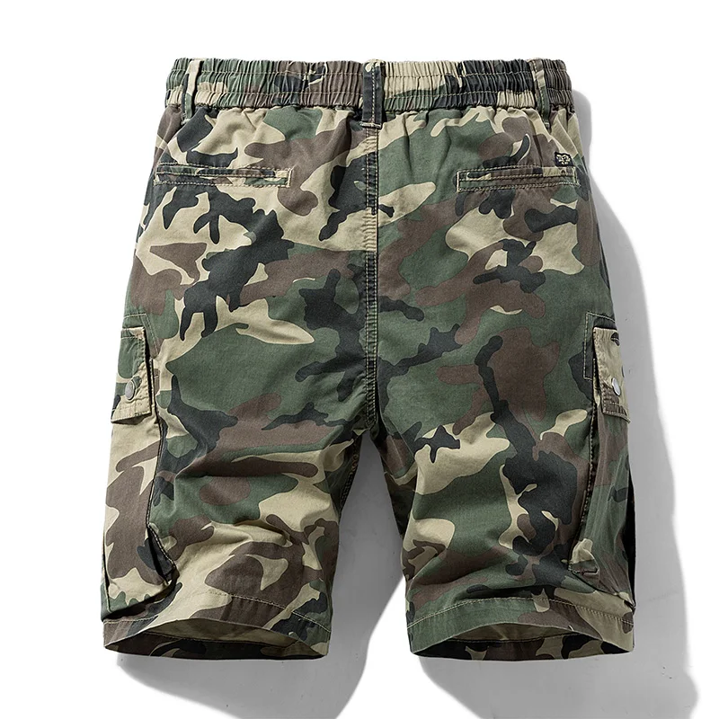 New Summer Cotton Buttons Camouflage Tooling Straight Shorts Men Breathable Outdoor Leisure Comfortable Shorts Male JJ1494