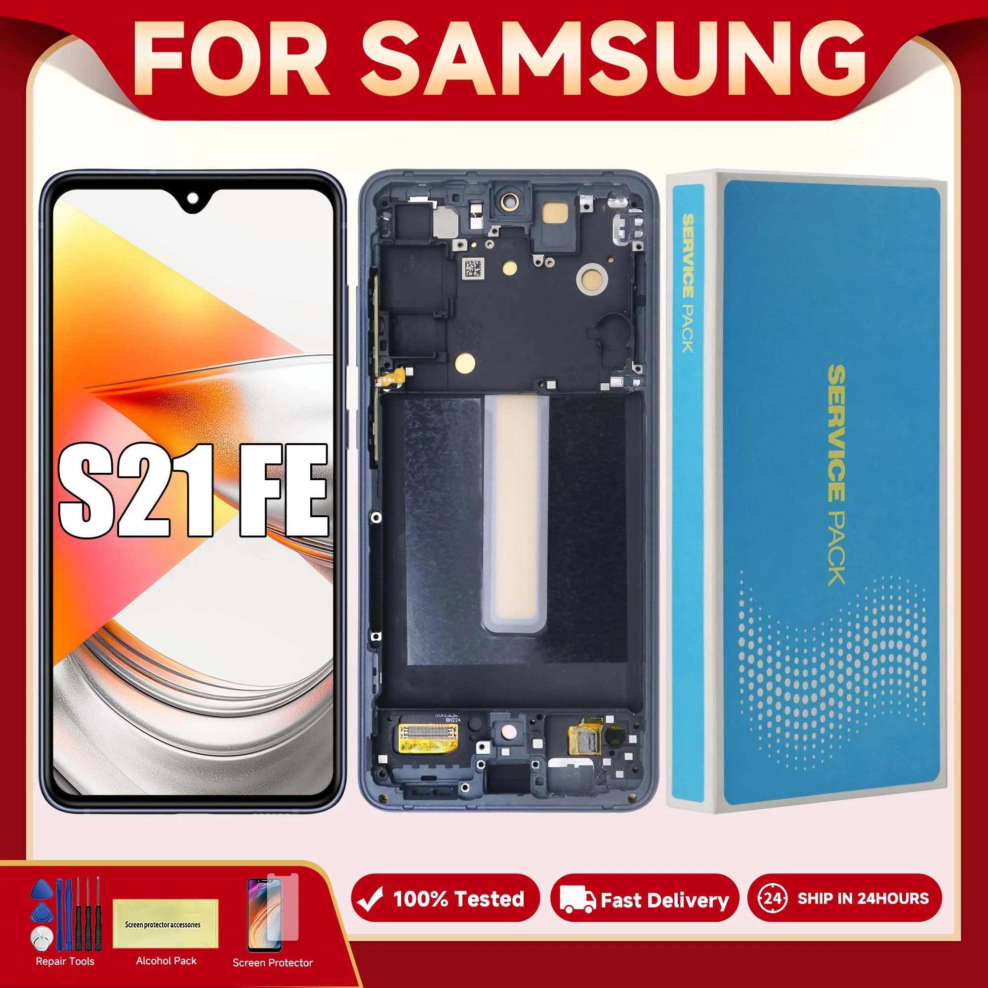 交換用lcdタッチスクリーンキットamoled-tff-s21fe-5g-g990b-g990u-g990wsamsung-fe-5g64インチ