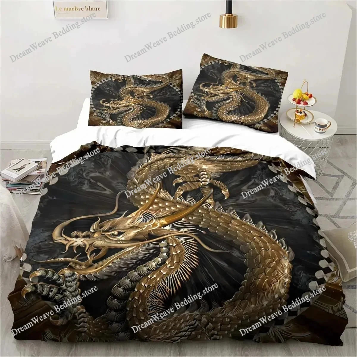 

3D Print Dragon Ancient Mythical Animal Bedding Set Duvet Cover Bed Set Quilt Cover Pillowcase Comforter King Queen Size Boys