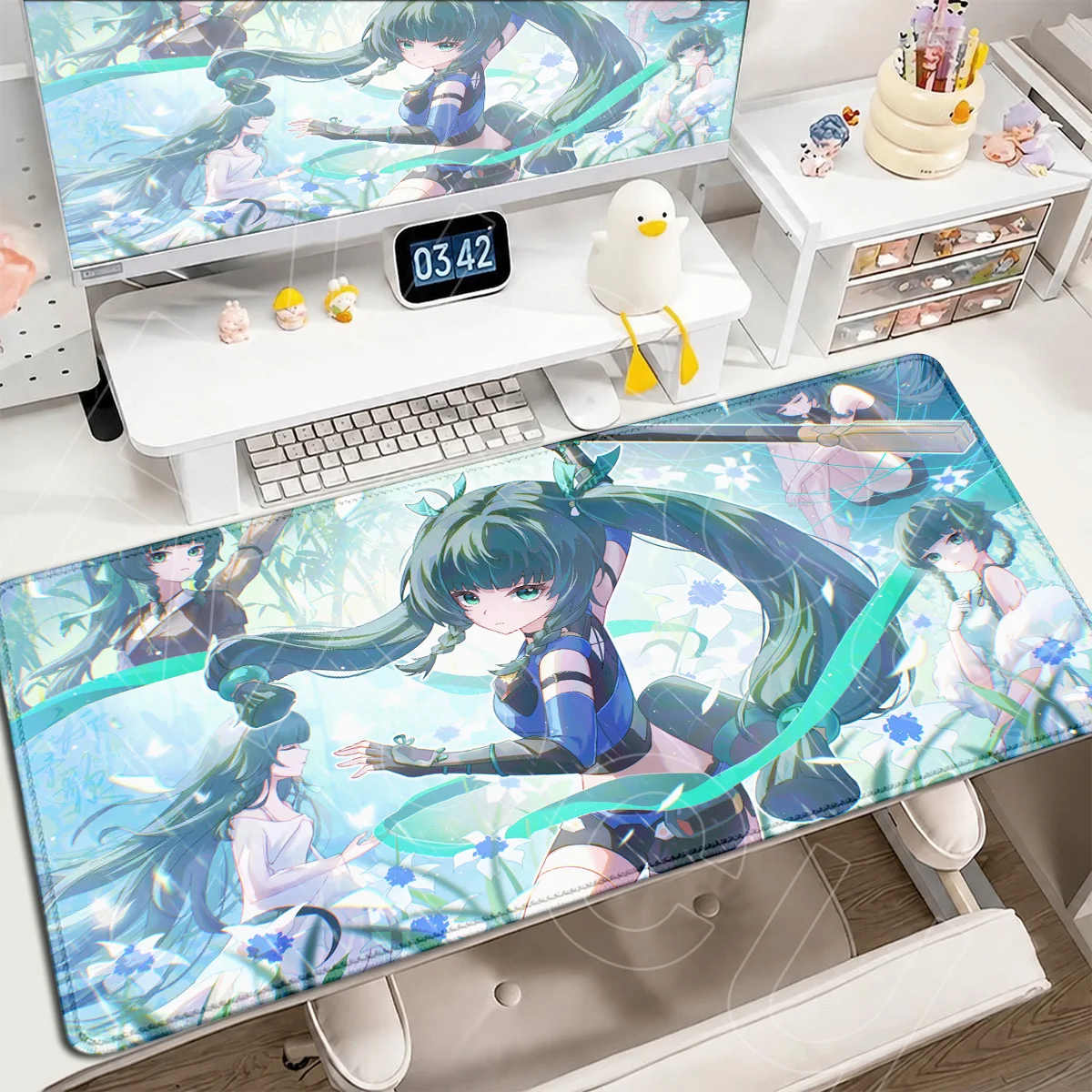 Notebook Gaming Keyboard Carpet Zenless Zone Zero Qingyi Mouse Pad XXL Computer Gamer Cabinet Mauspad Anime Sexy Girl Table Mats