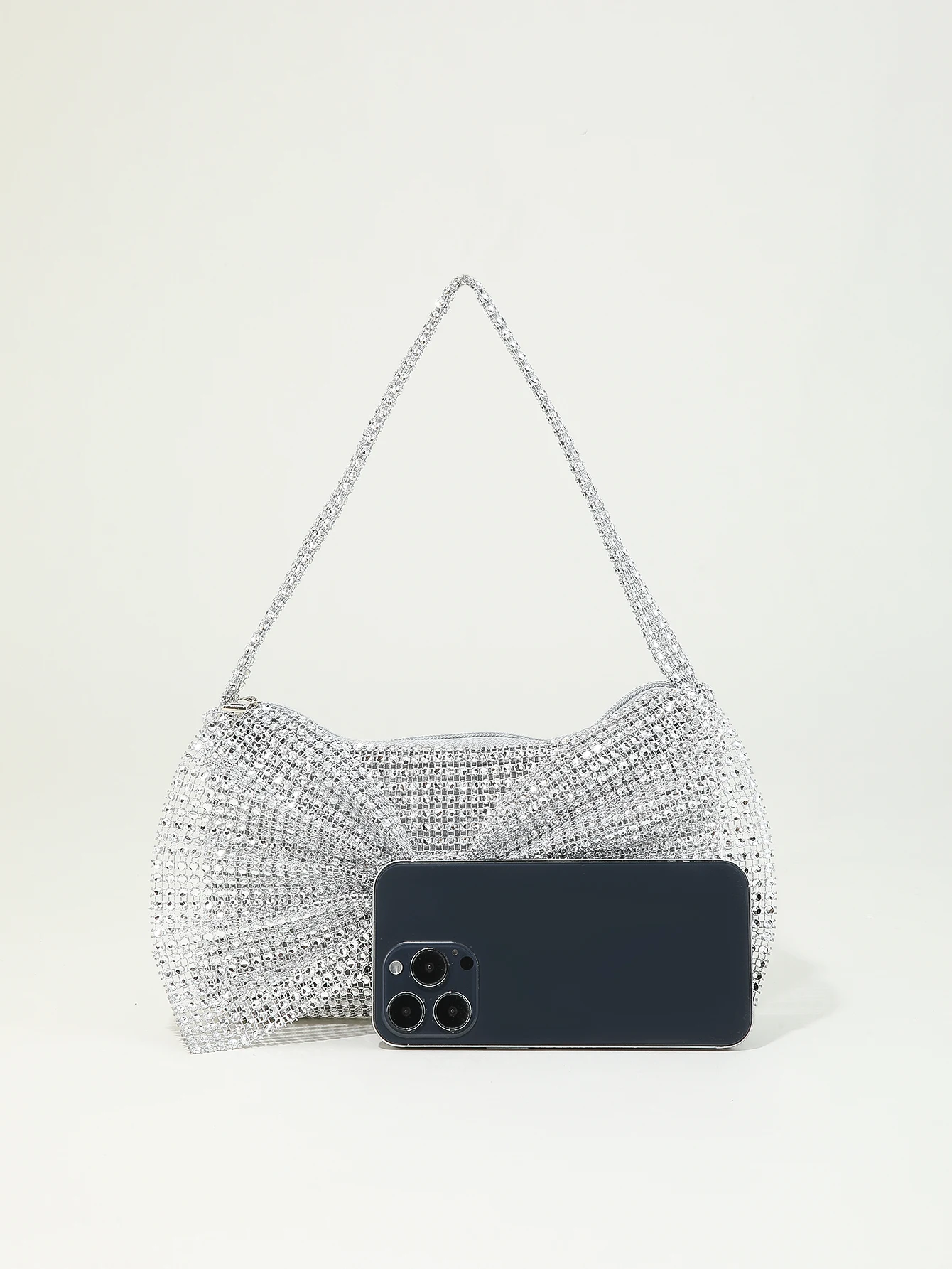 Fashion,gorgeous,Shiny rhinestone portable zippered bow decoration evening bag suitable for weddings, parties, and gatherings