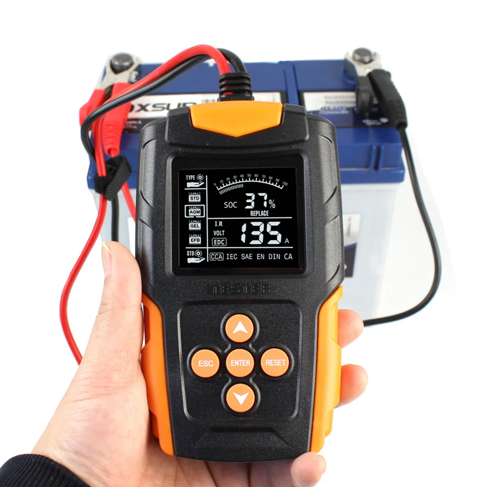 New Car Motorcycle Battery Tester 12V/24V CCA 3Ah-200Ah Battery System Analyzer Charging Cranking Test Tools for the Car Tool