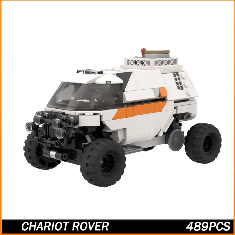

MOC Building Block Science Fiction Space Chariot Rover Assembly White Space Exploration Vehicle Model Set Creative Gifts 489PCS