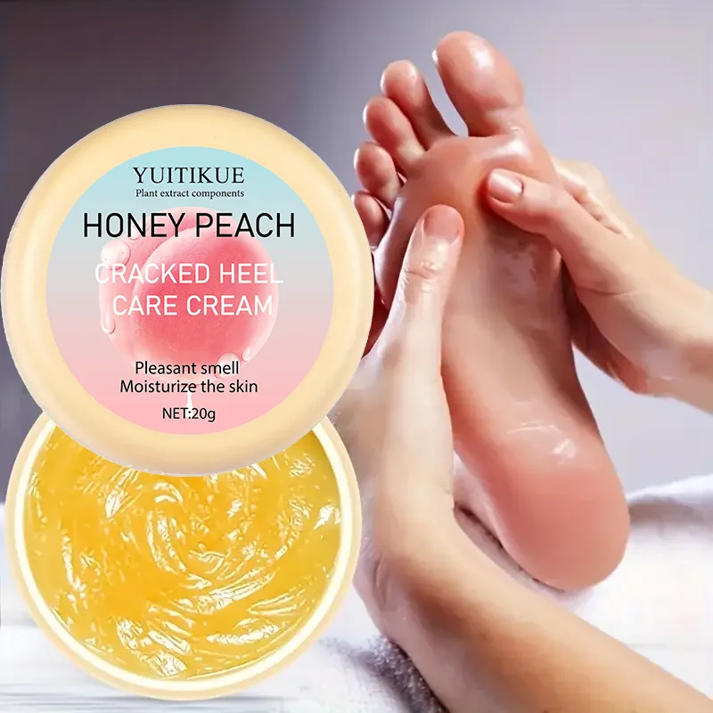 كريم العناية بالكعب المتشقق بالعسل والخوخ من YUITIKUE، مكونات مستخلص نباتي، عطر لطيف، يرطب البشرة