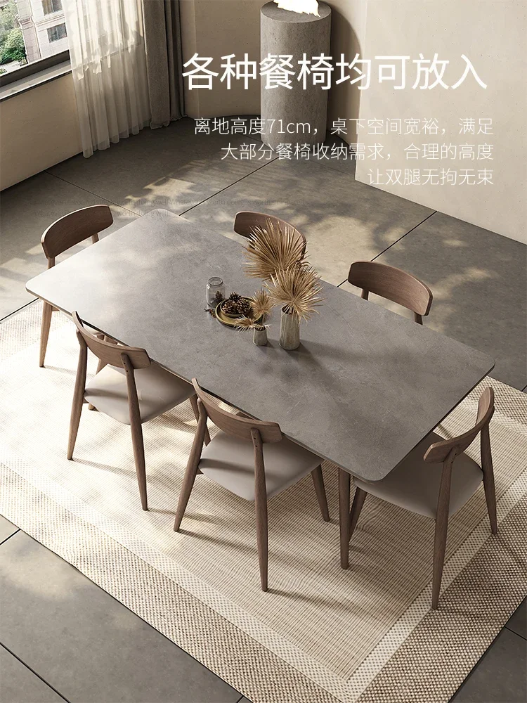 

Grey solid wood slate dining table Modern simple ash rectangular Italian small household Nordic style dining table