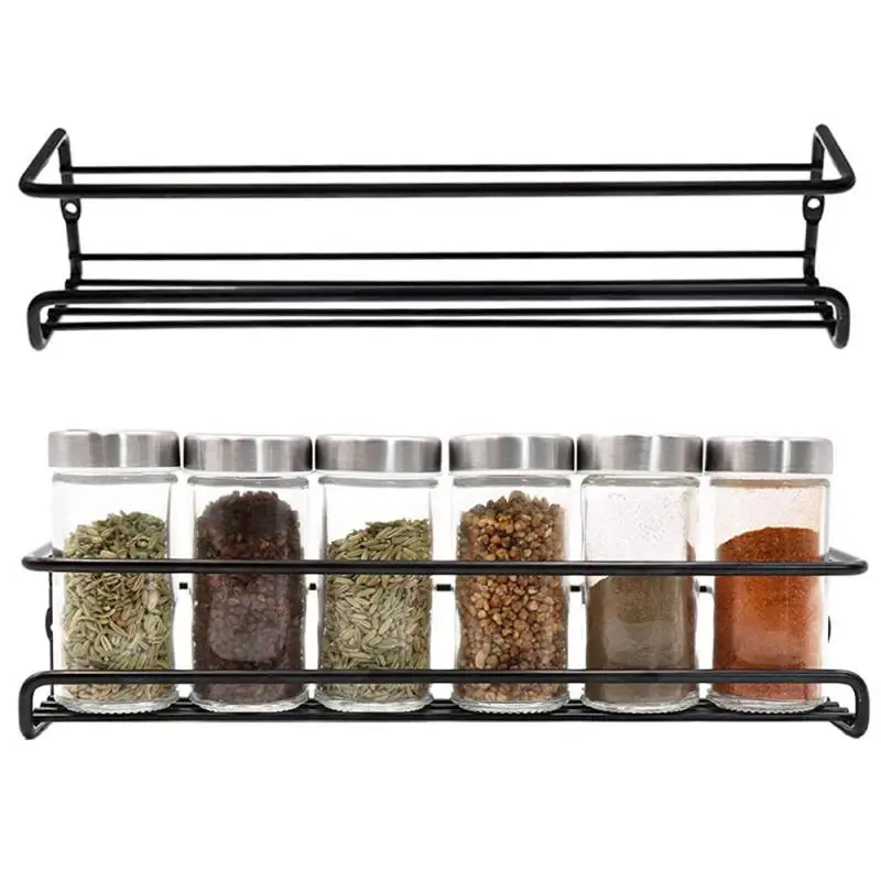 Kitchen Rack Organizer Spices Rack Multipurpose Punch-free Kitchen Accessories Set Metal Storage Rack Wall-mounted Drain Rack