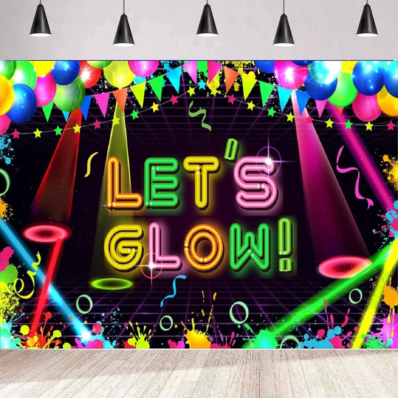 

Photography Backdrop Neon Let Glow Party Themed Halloween Neon Themed Birthday Home Party Backdrop Wall Banner Decor Poster