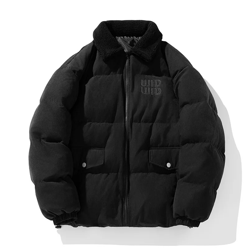 النمط الأمريكي ندفة الثلج نمط عمال الفراء طوق سترة قطن الشتاء تقليد شيرلينغ بدوره إلى أسفل طوق معطف سميك FKET #6