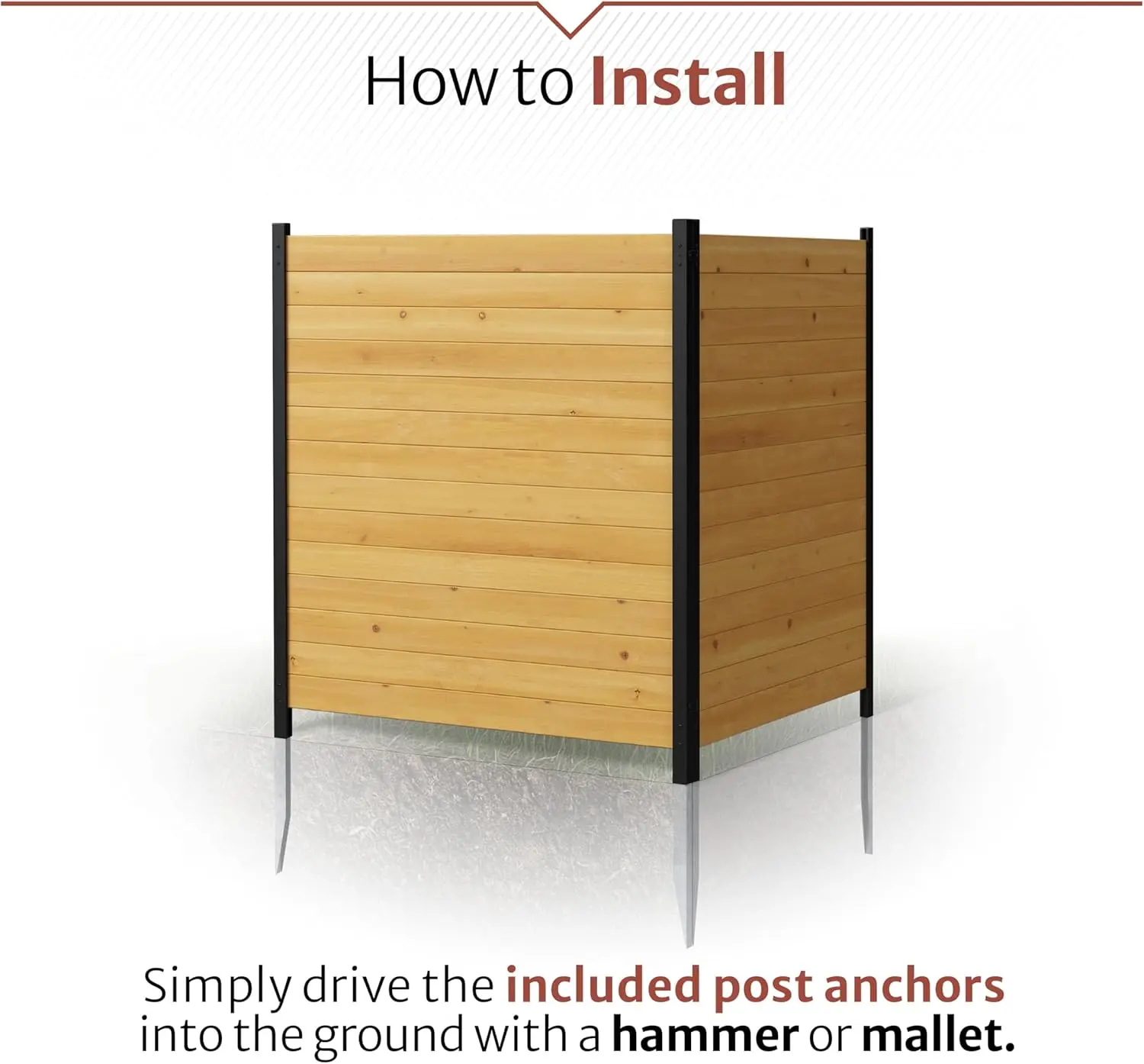 Écran de confidentialité en bois de cèdre 42x38 pouces, clôture extérieure sans creuser pour unités AC, équipement de piscine