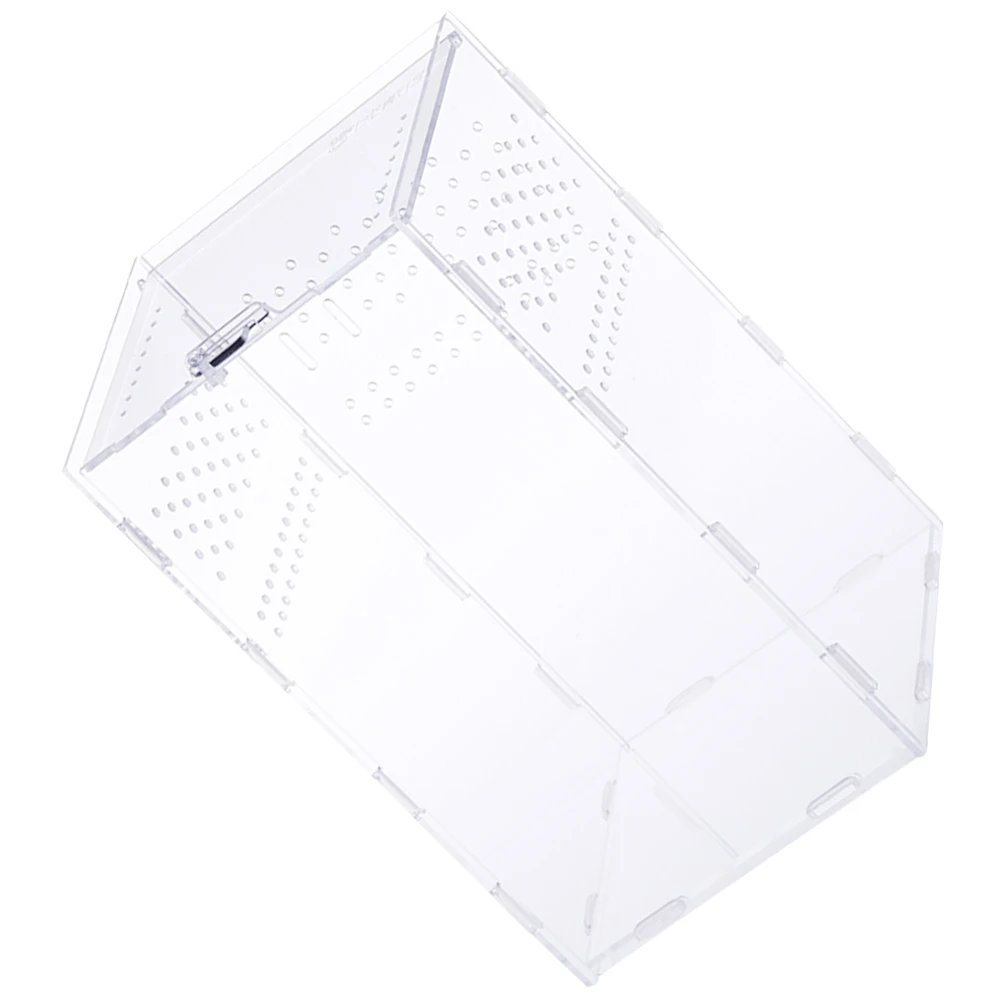 

Acrylic Reptile Nest Durable Breathable Insect Feeding Terrarium Removable Lid Leopard Print Safe Habitat for Mantis Lizard