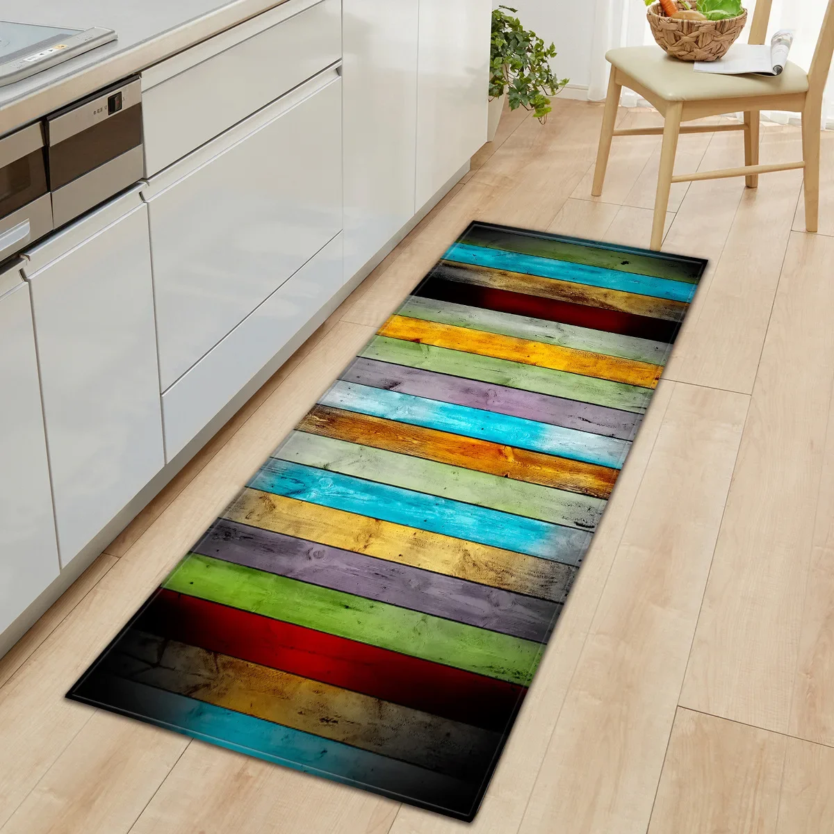 50x180 Long Strip Kitchen Mat, Door Mat, Absorbent Carpet, Imitation Wood Grain, Custom Carpet and Floor for Family Living Room