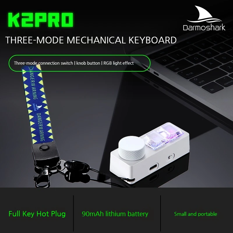 Darmoshark K2pro Wireless Tri Mode Dual Key Custom Keypad Custom Full Key Hot Plug Volume Knob Lazy Essential Portable Keyboards