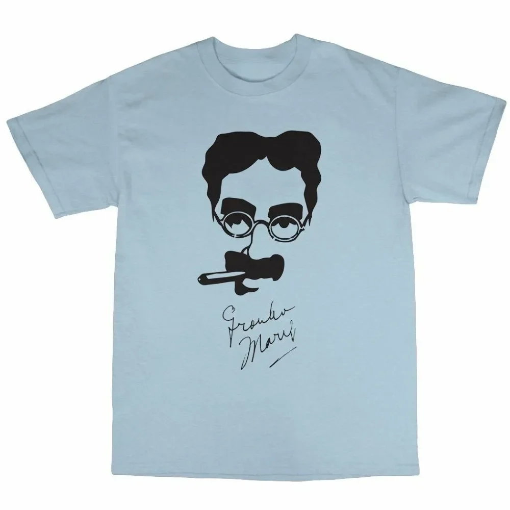 Groucho Marx Autograph T-Shirt 100% Cotton Brothers Chico Very Popular Style Men Slim Fit Cotton High-Quality Movie T Shirts
